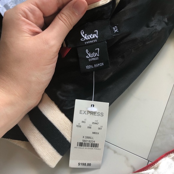 Express Seven7 Crop Embroidered Reversible Bomber - Picture 6 of 6